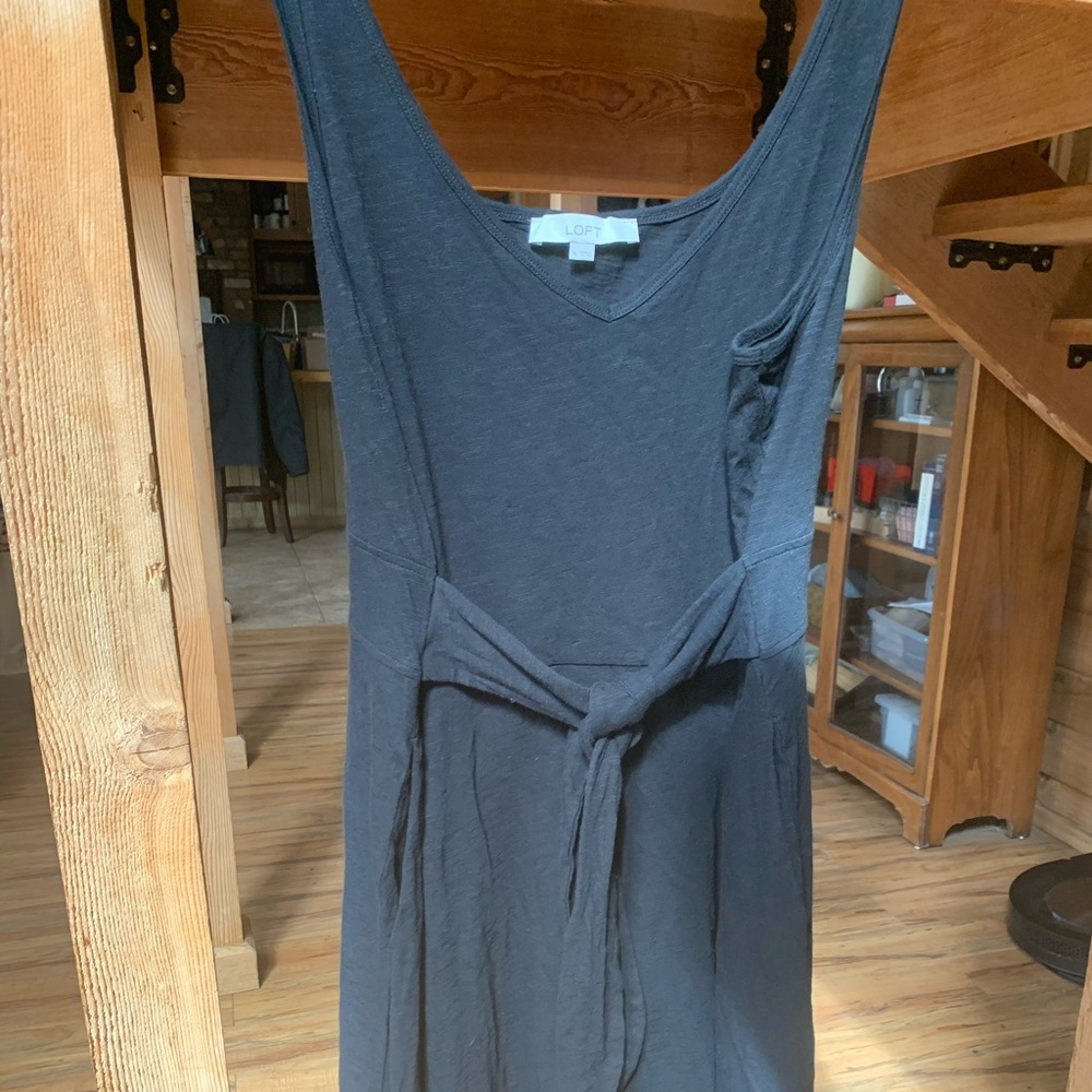 LOFT A-line tie back summer dress in black